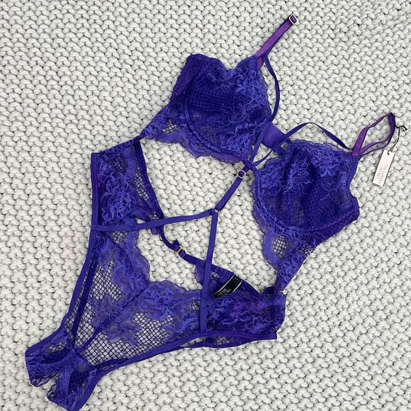 Victoria's Secret Other - NWT Victoria’s Secret• Very Sexy Fishnet Floral Strappy Teddy Lingerie
